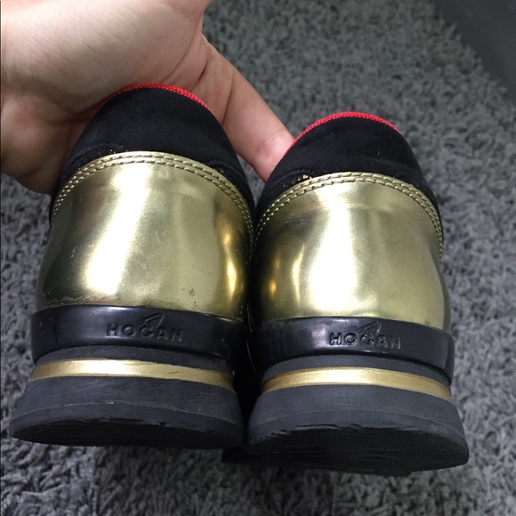 Hogan Club H222 Black Gold Glitter Sneakers - Picture 5 of 7